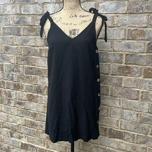 Topshop Black Tie-Shoulder Side-Button Mini Dress